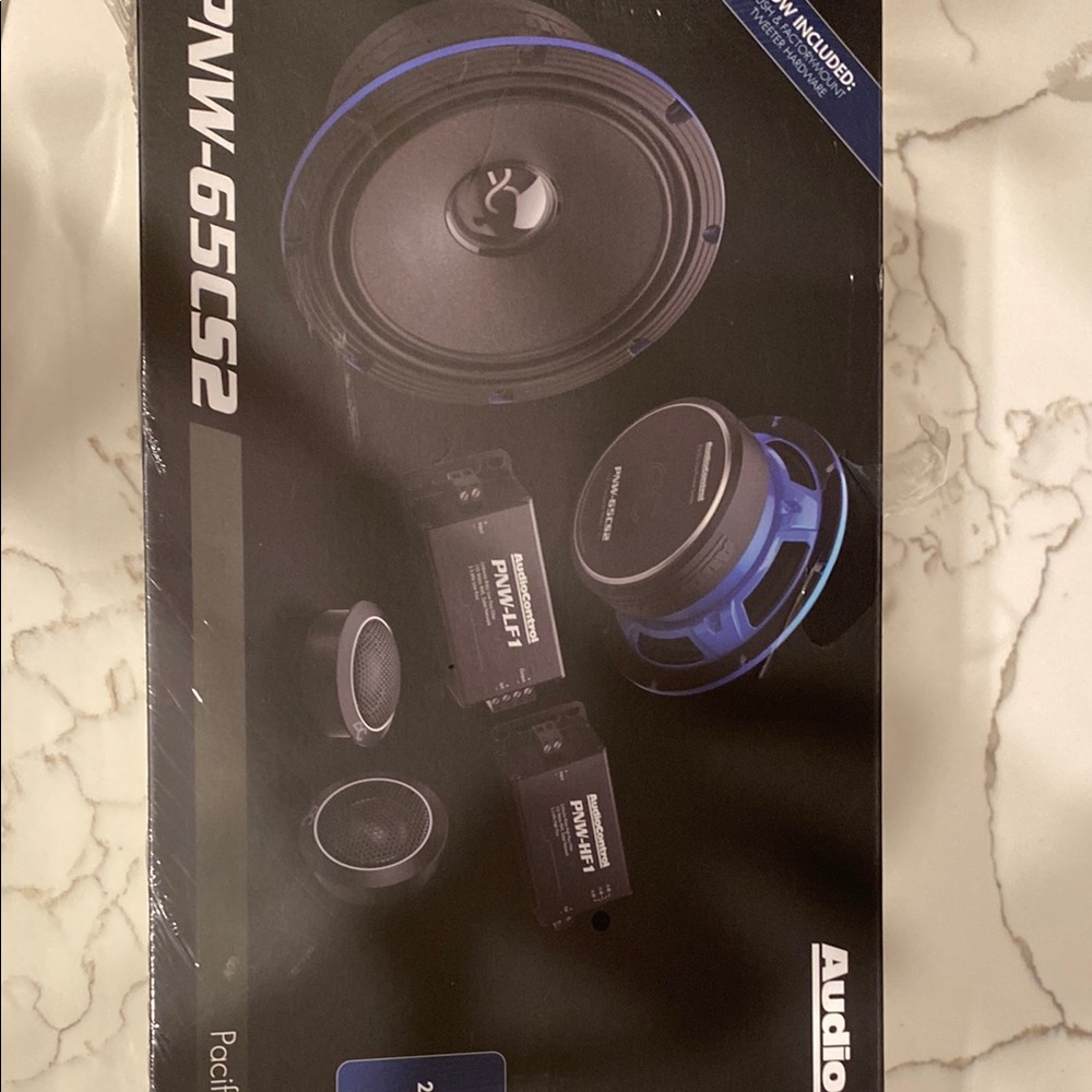 Audio Speaker System with Blue Accents